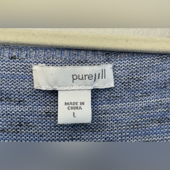 J. Jill Pure Jill Blue Heathered Long Tunic Sweater Cotton Modal Linen Size L - Picture 5 of 7